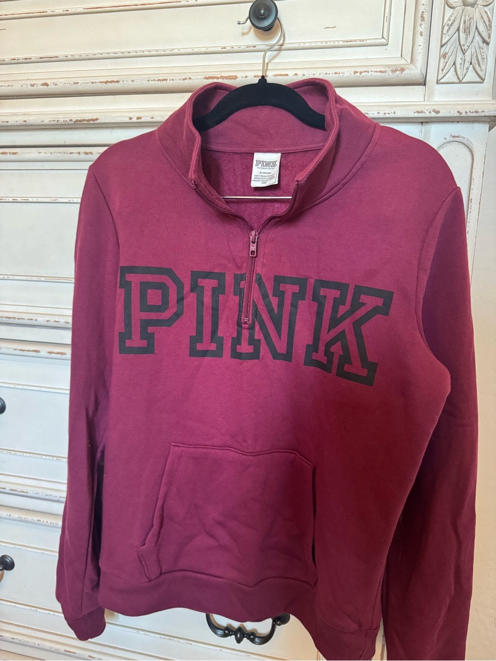 PINK Victoria's Secret Half-Zip Funnel Neck Sweater - Wine